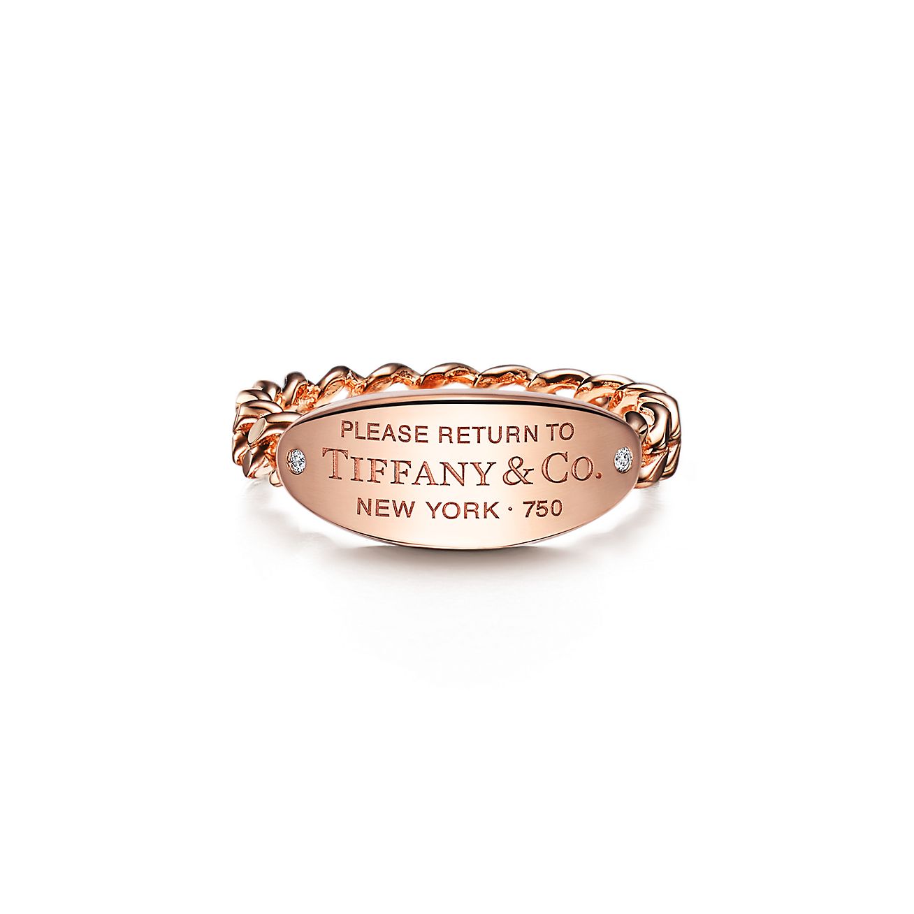 oval I.D. ring in 18k rose gold with 