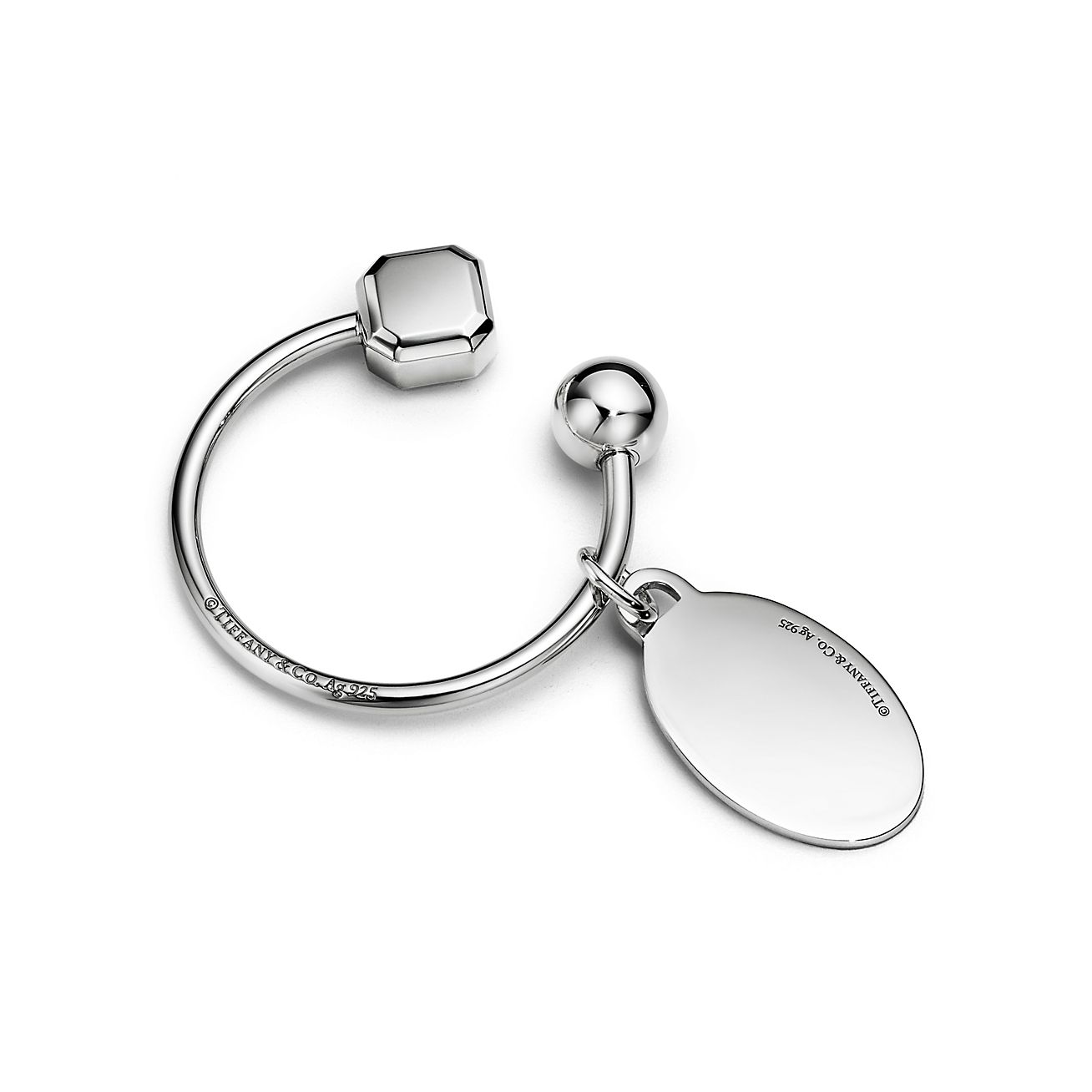 Return to Tiffany Oval Tag Screwball Key Ring in Sterling Silver