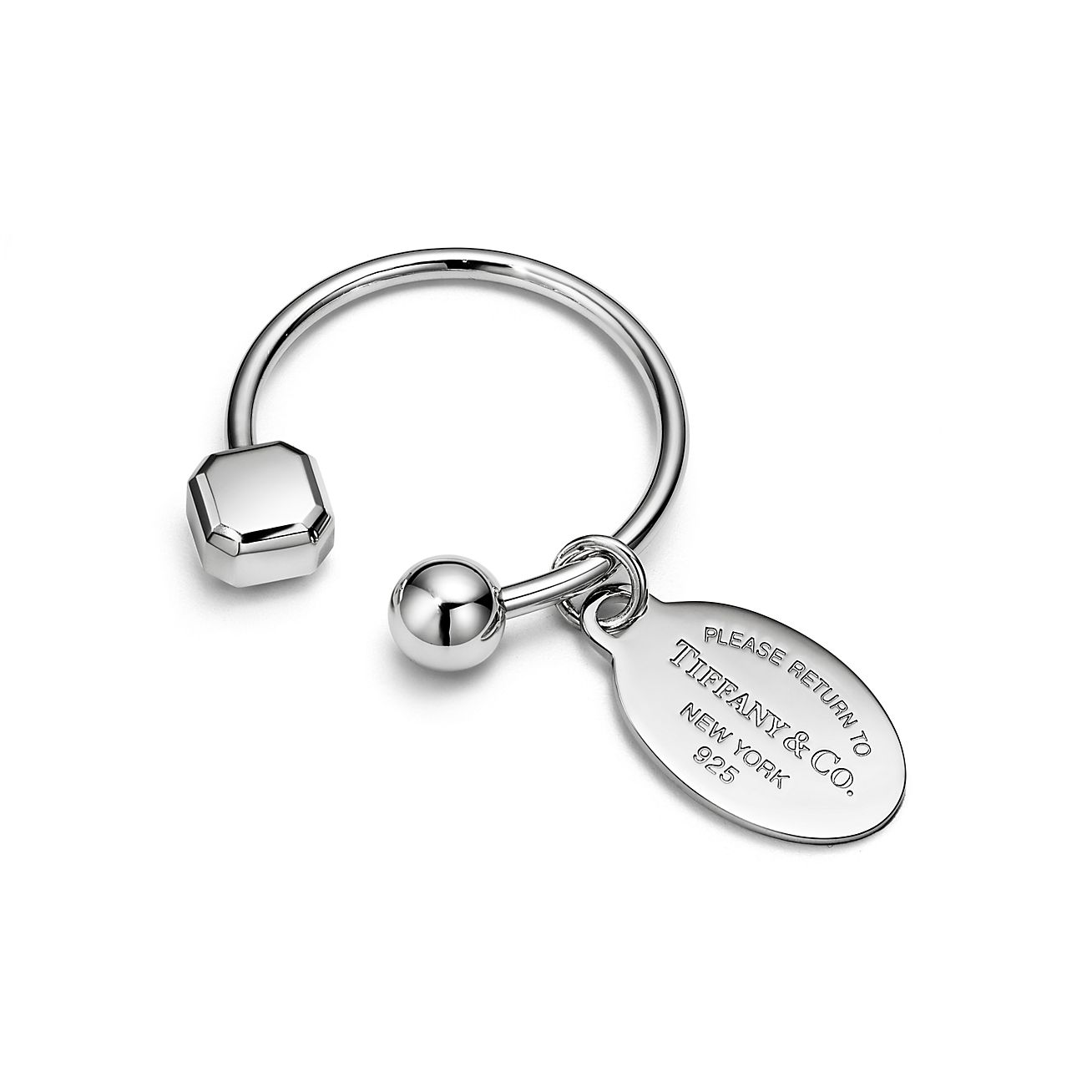 Return to Tiffany™ Oval Tag Screwball Key Ring in Sterling Silver 