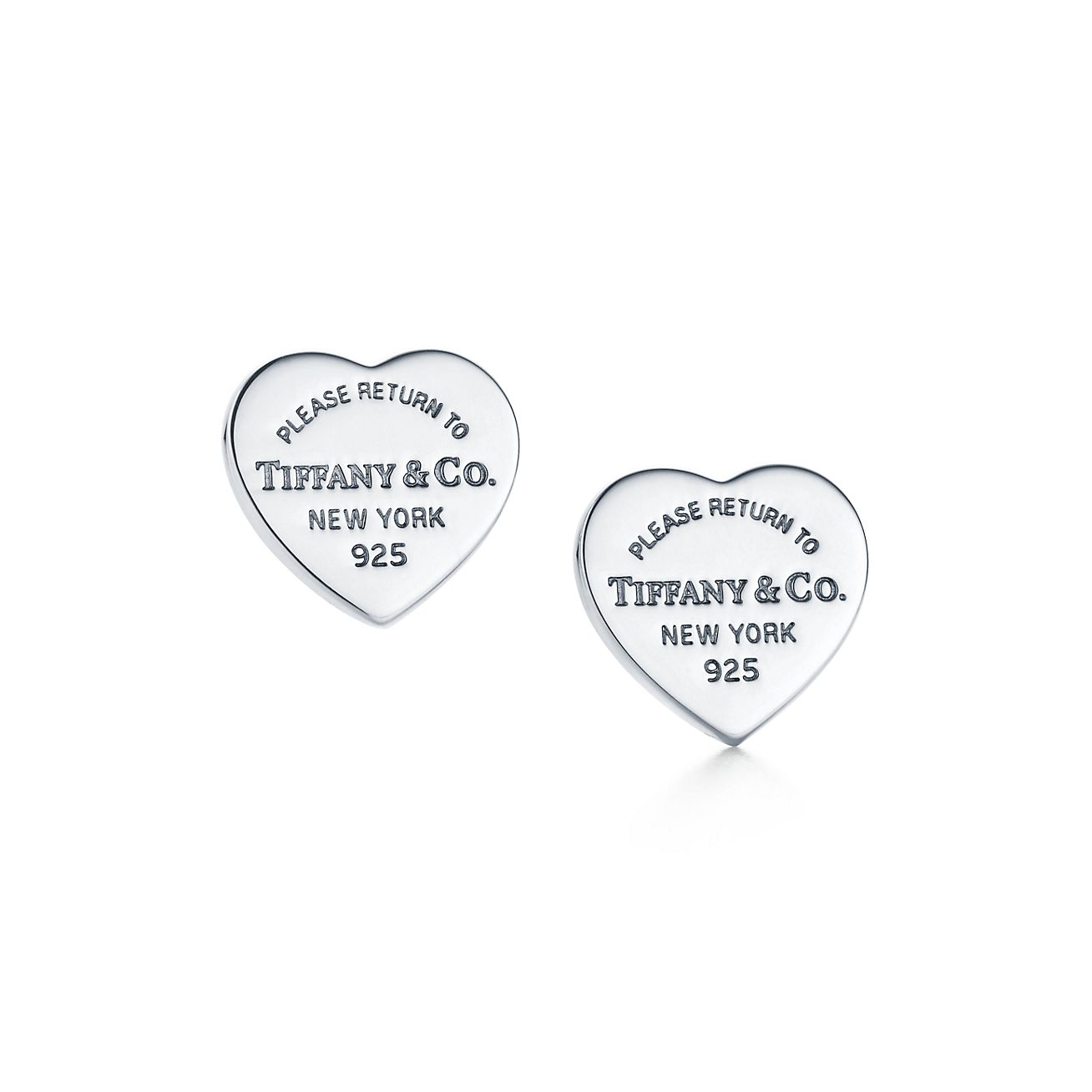 Pendientes de botón de insignia de corazón Return to Tiffany™ en plata, Tiffany &