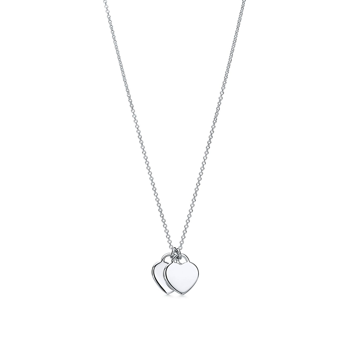 Return to Tiffany™ mini double heart tag pendant in silver with