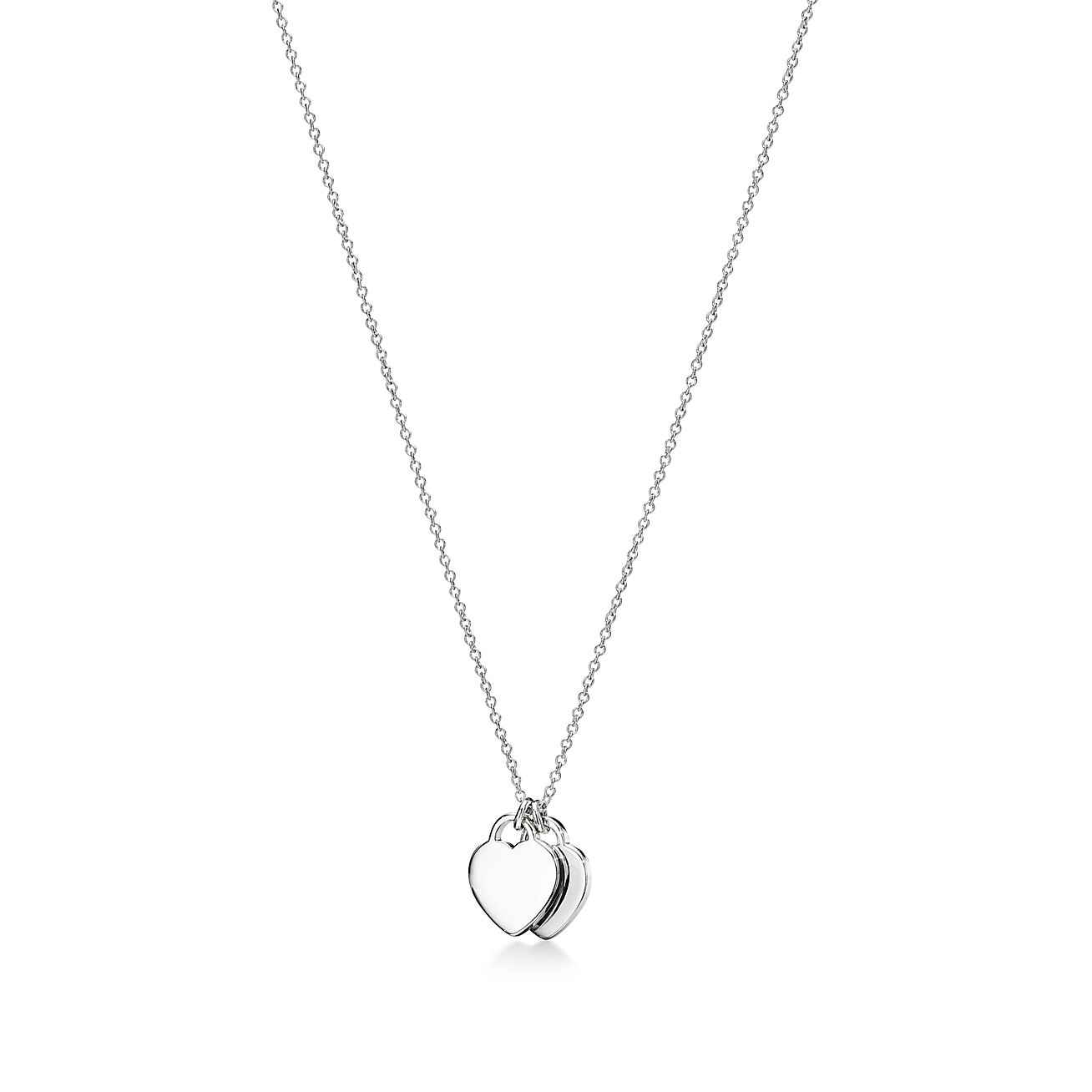 Tiffany and co double heart necklace silver sale