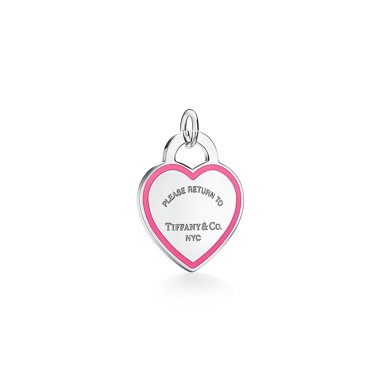Return to Tiffany® Pink Heart Tag Charm in Silver, Medium | Tiffany & Co.