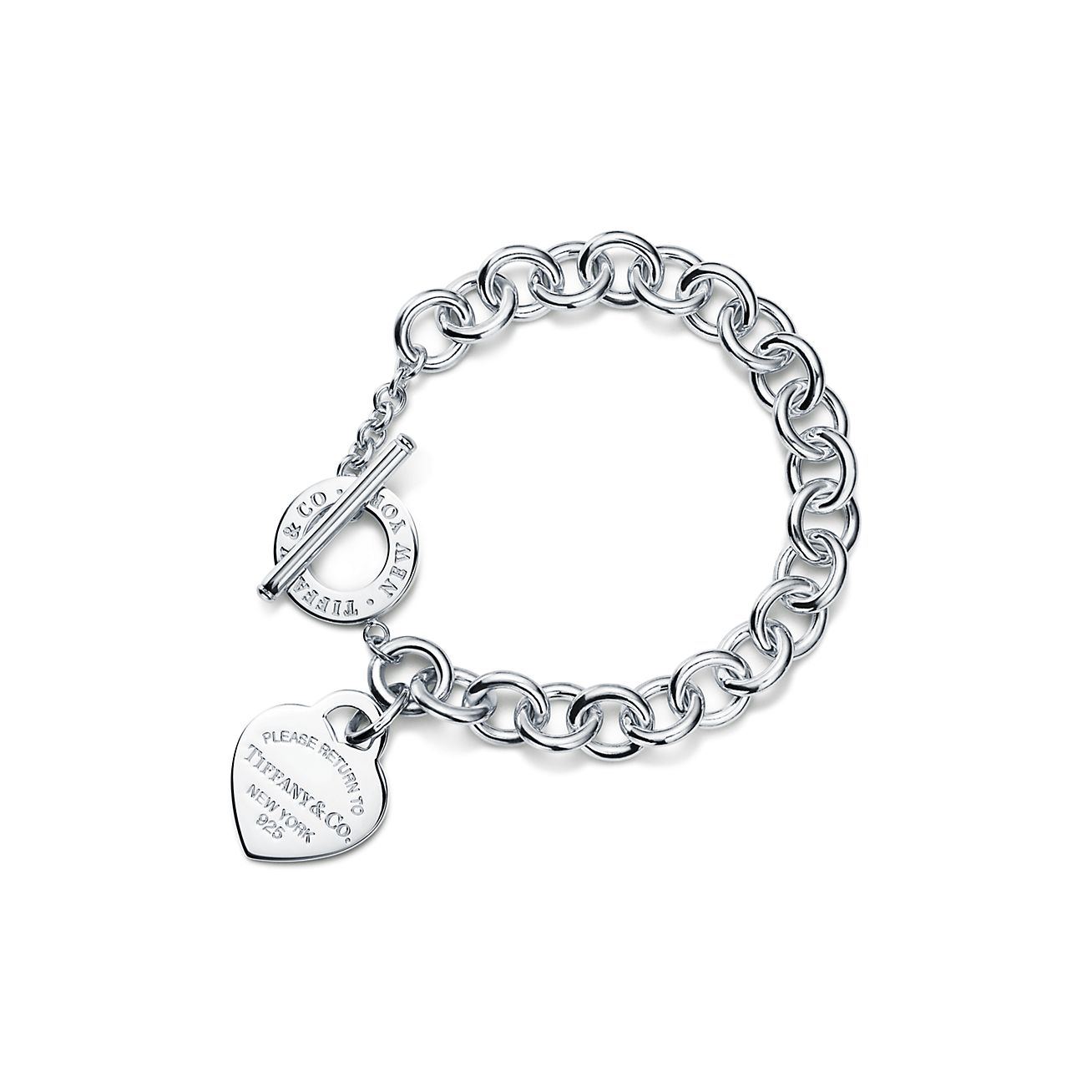Pulsera de plata con insignia de corazón Return to y cierre tipo pasado | Tiffany &