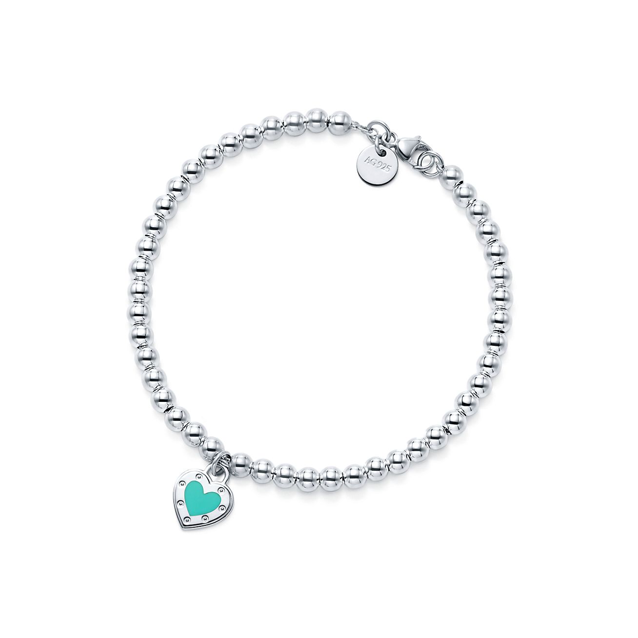 Return to Tiffany™ Pulsera de cuentas Love con insignia de corazón en color  Tiffany Blue®