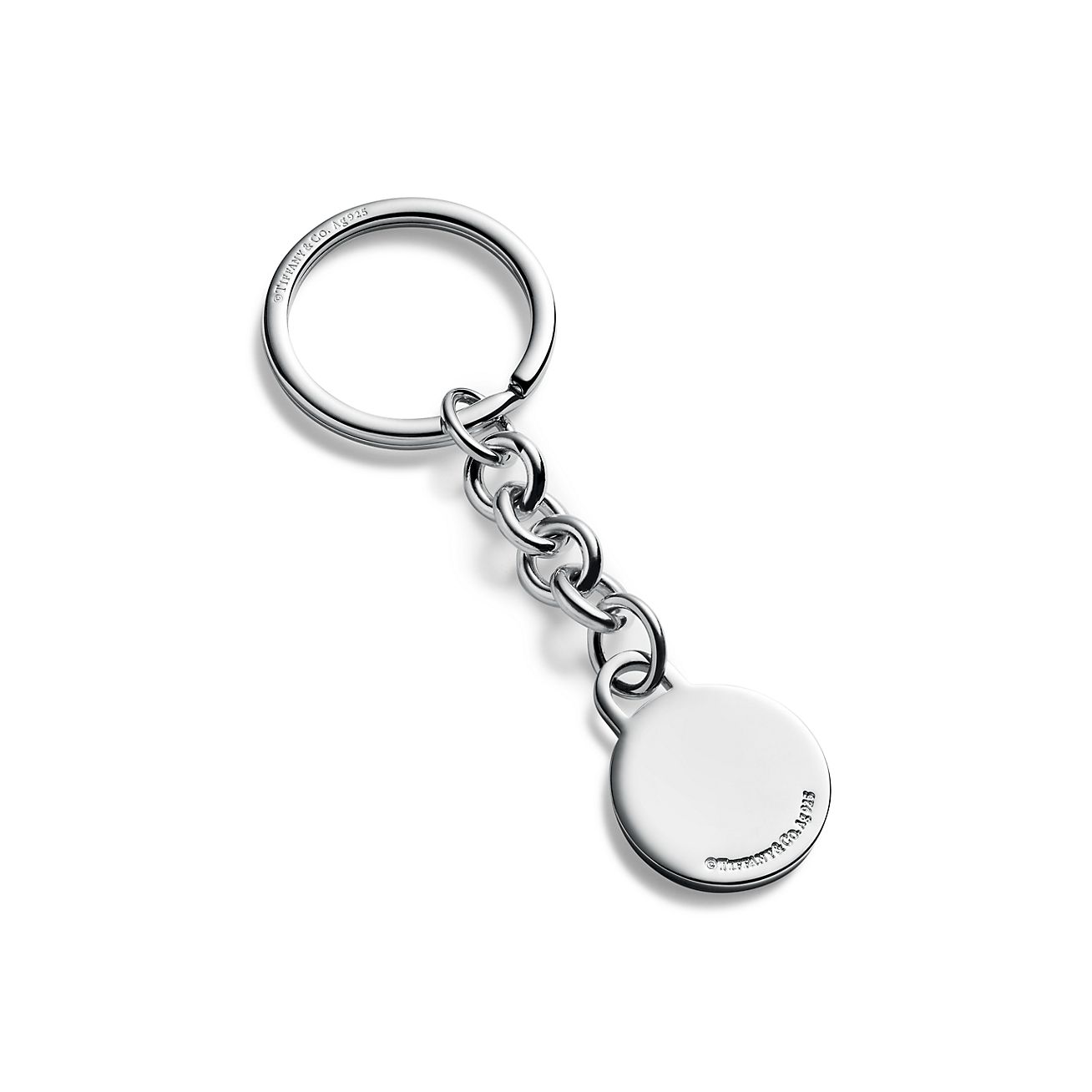 Return to Tiffany Round Tag Dangle Keyring in Sterling Silver