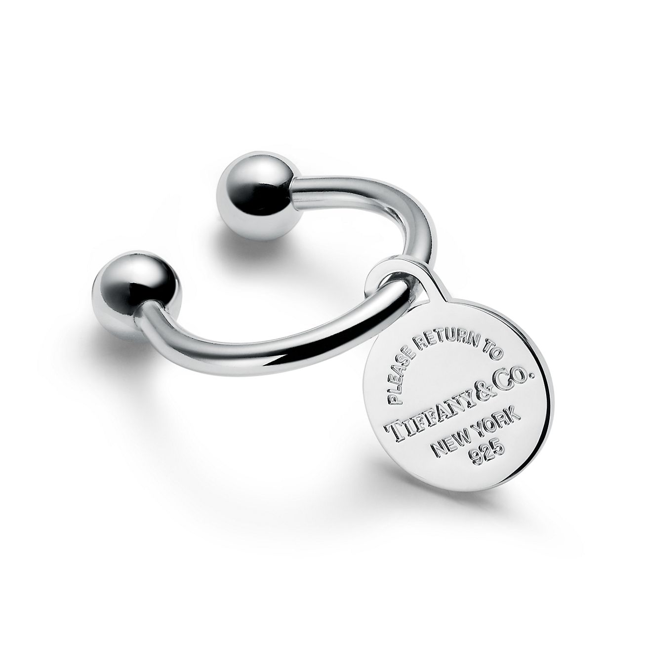 Return to Tiffany™ Round Tag Screwball Key Ring in Sterling Silver 