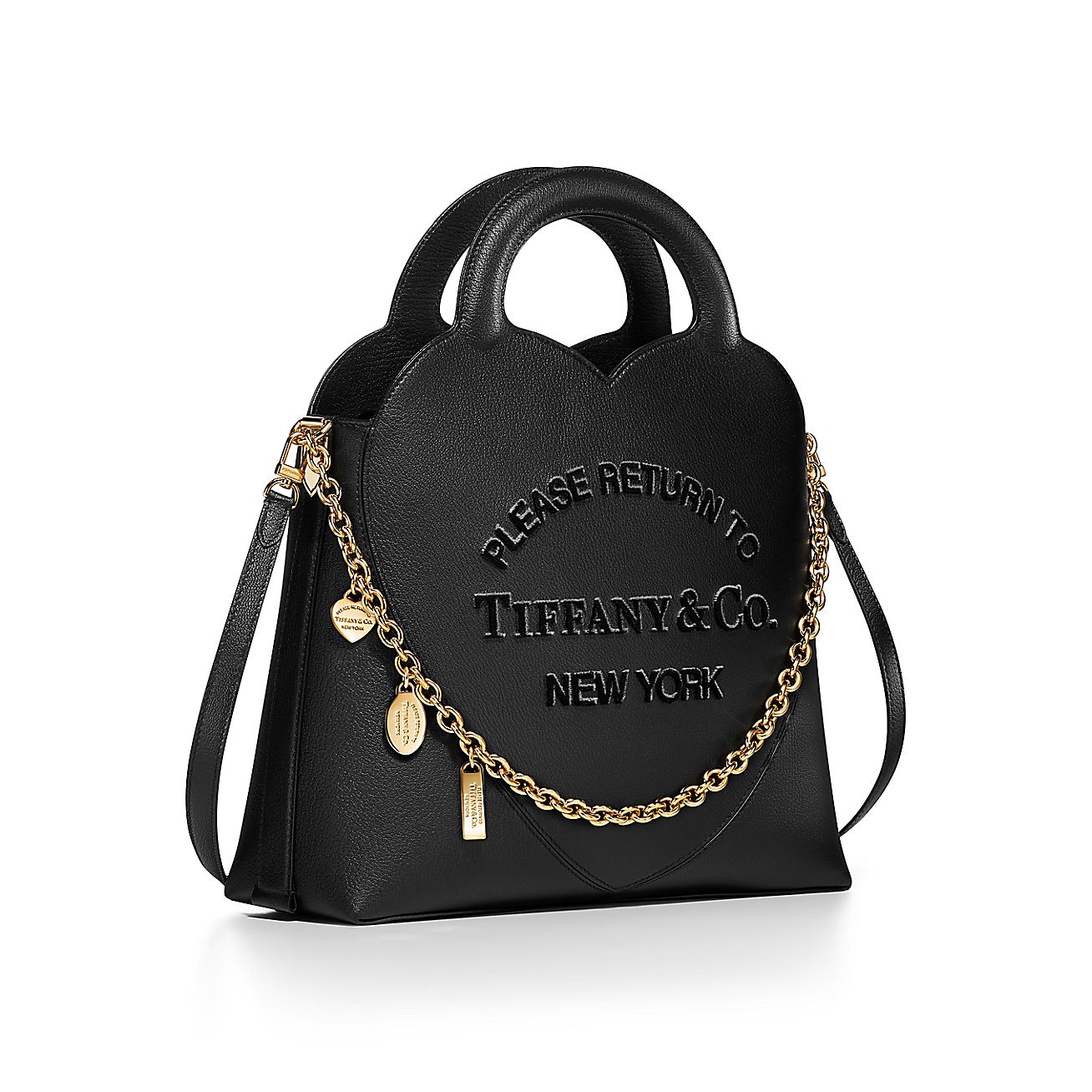 Return to Tiffany™ Small Charm Tote Bag in Black Leather | Tiffany & Co.