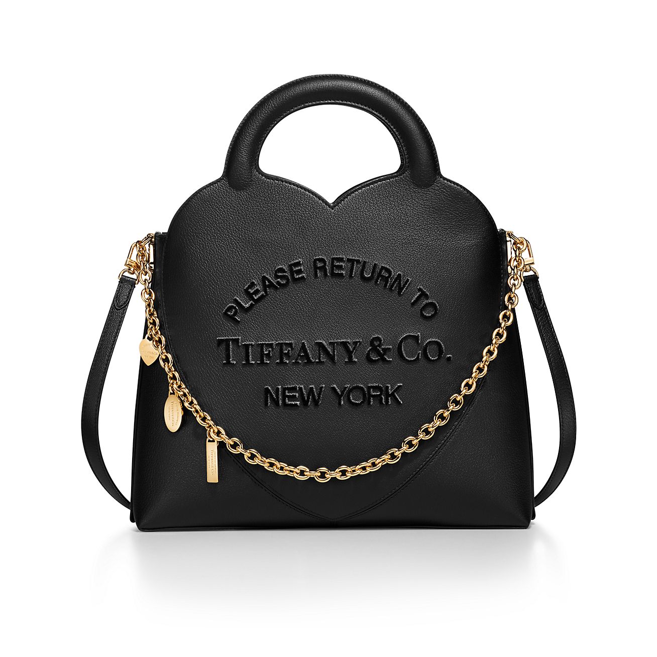 Return to Tiffany® Small Charm Tote Bag in Black Leather