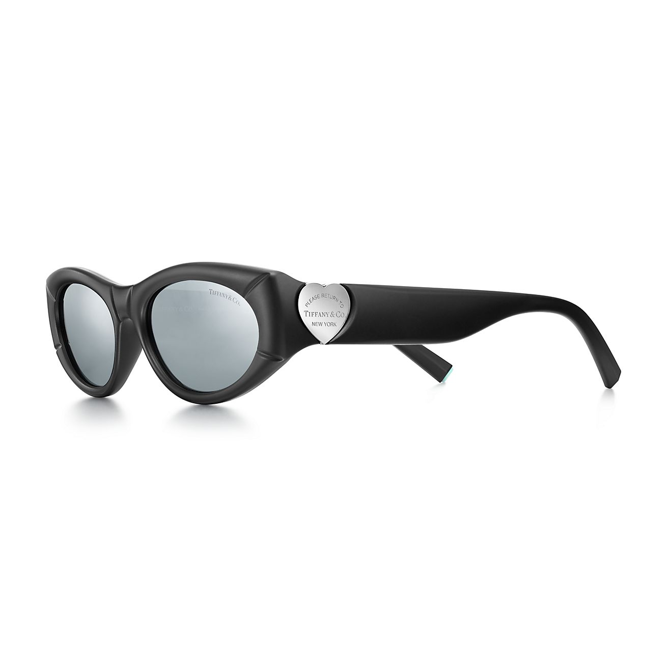 Return to Tiffany® Sunglasses in Black Acetate with Gray Mirrored Lenses |  Tiffany & Co.