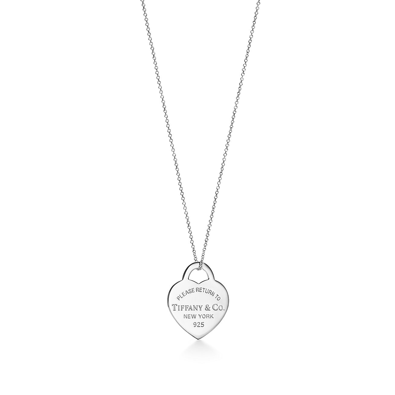 Return to Tiffany Heart Tag Bead Necklace in Silver with A Diamond, Small