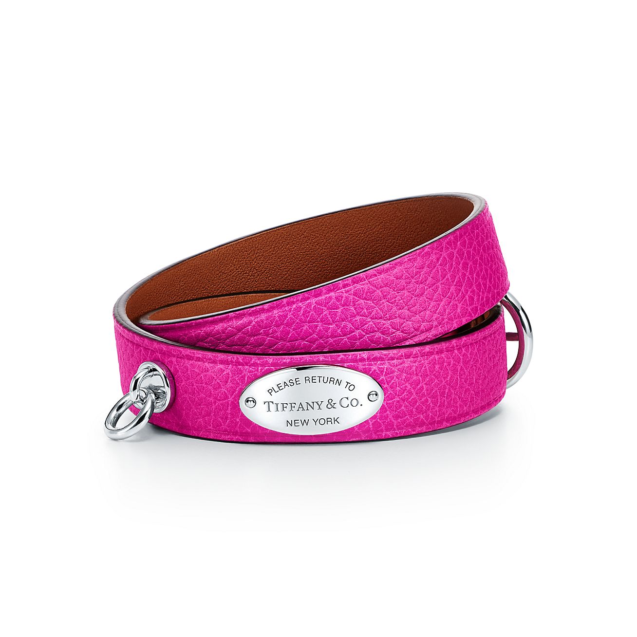 Wrap Bracelet in Pink Leather, Narrow 
