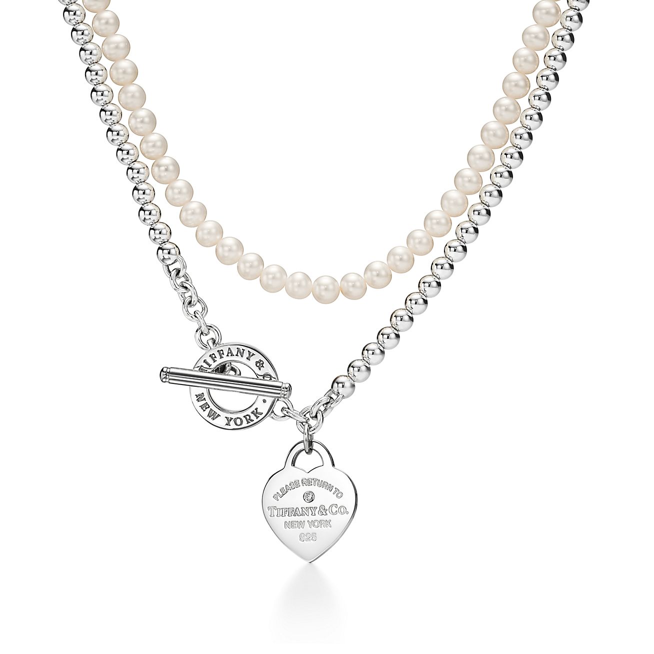 Return To Tiffany™ Wrap Necklace In Silver With Pearls And A Diamond, Small  | Tiffany & Co.