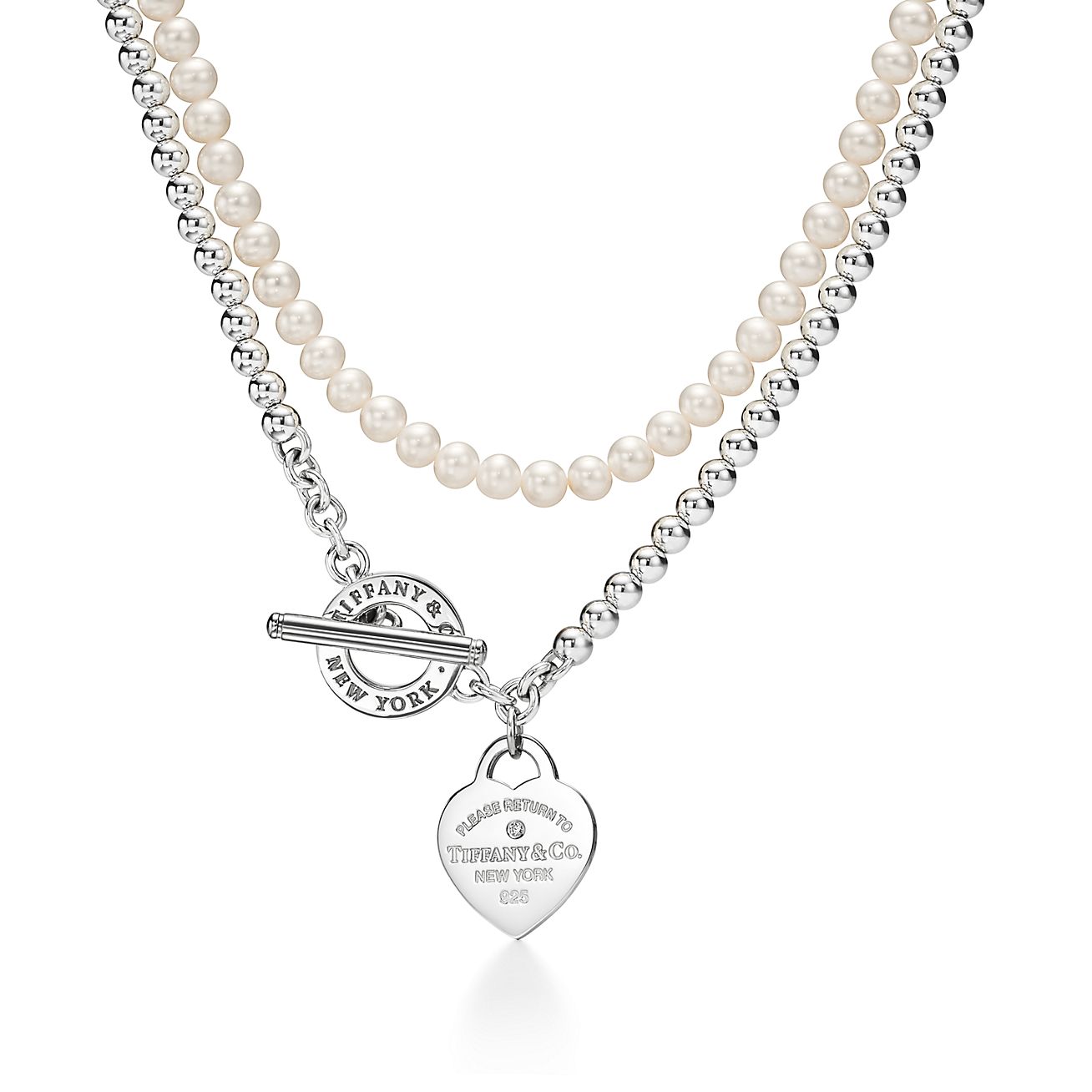 Return To Tiffany® Wrap Necklace In Silver With Pearls And A Diamond, Small  | Tiffany & Co.