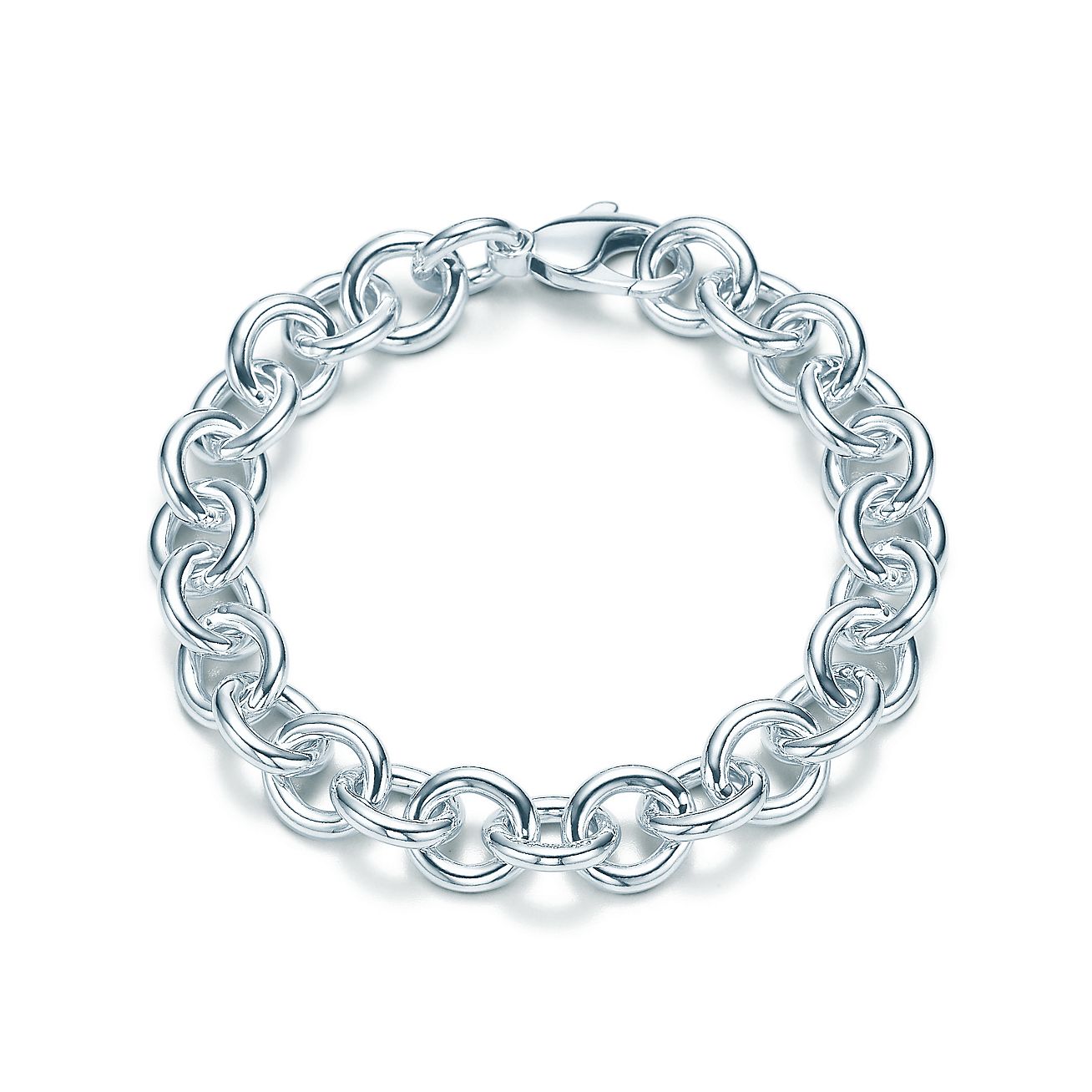 Large round link bracelet in sterling 