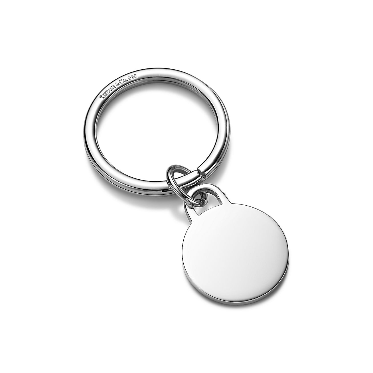 Schlüsselanhänger mit rundem Tiffany Anhänger | in Sterlingsilber. 