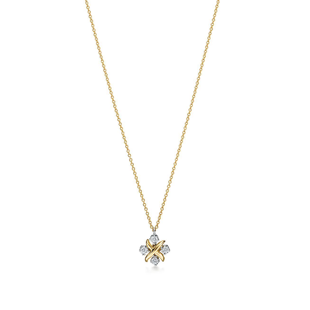【華やぎのアクセント】Tiffany & Co. シルバーペンダント 彩&光 Sixteen Stone by Tiffany ペンダント ルビー イエローゴールド