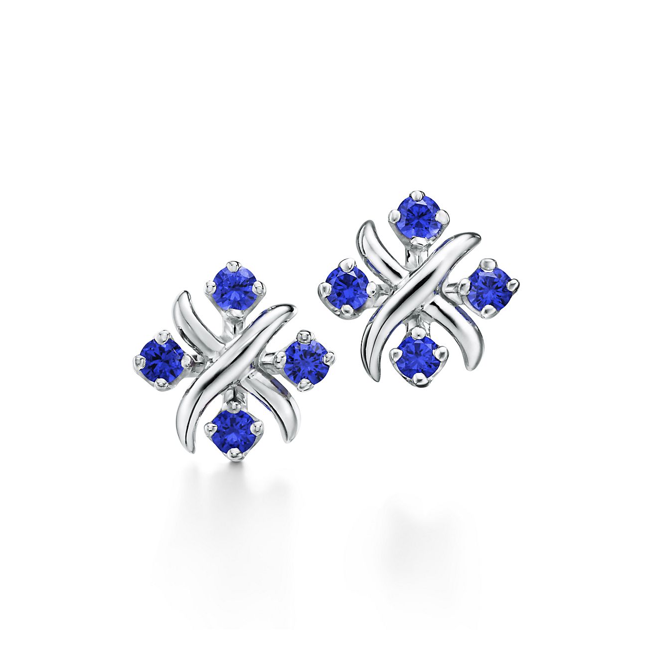 Sixteen Stone by Tiffany ピアス サファイヤ プラチナ | Tiffany & Co.