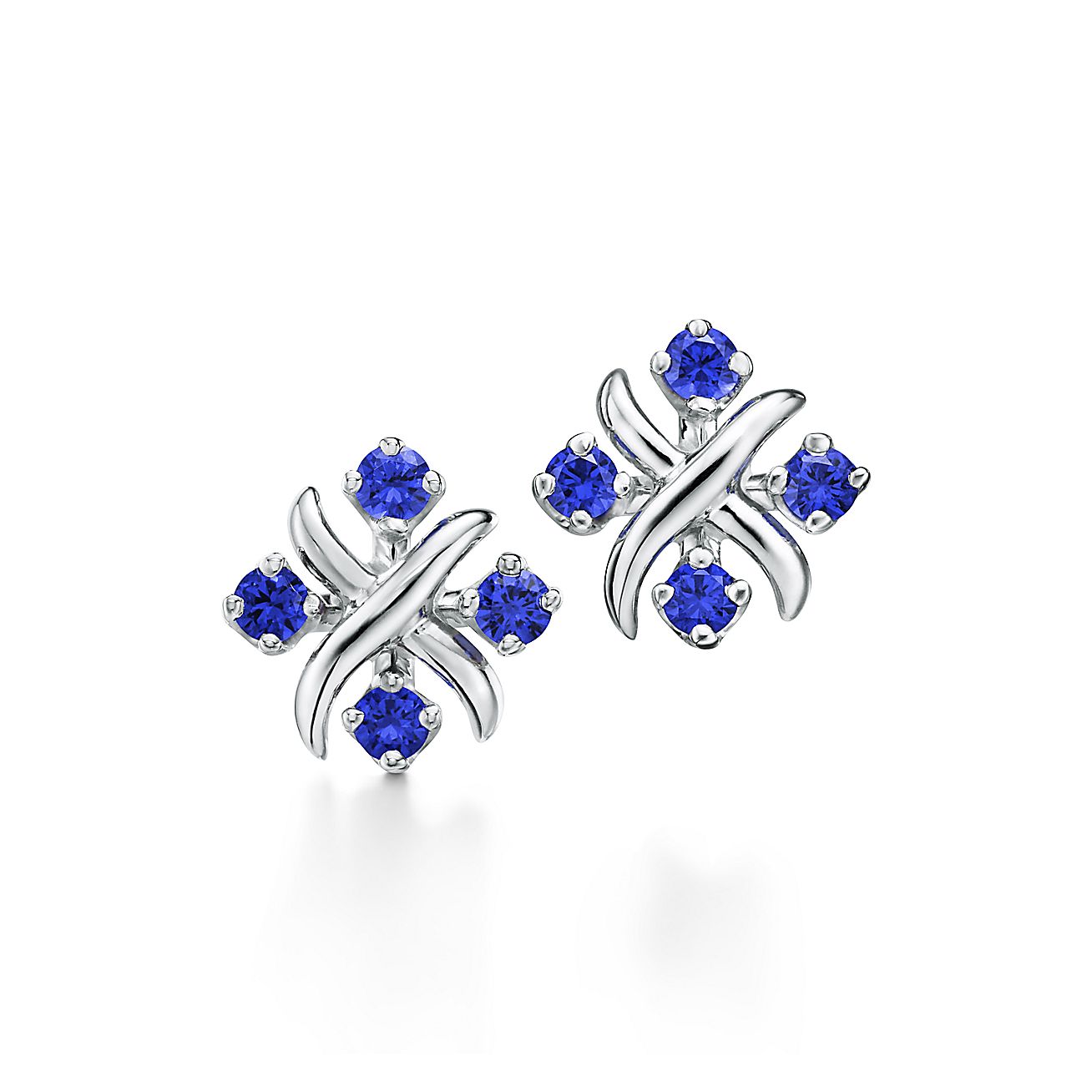 Sixteen Stone by Tiffany ピアス サファイヤ プラチナ | Tiffany & Co