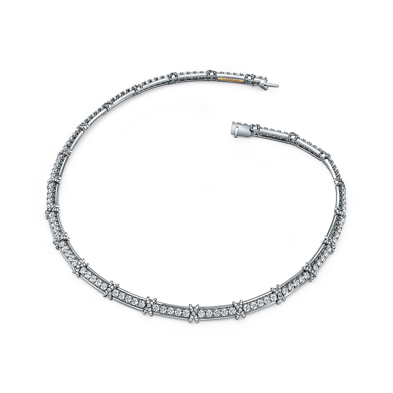 Sixteen Stone by Tiffany Necklace in Platinum and Yellow Gold with Diamonds - Alternate shot 1