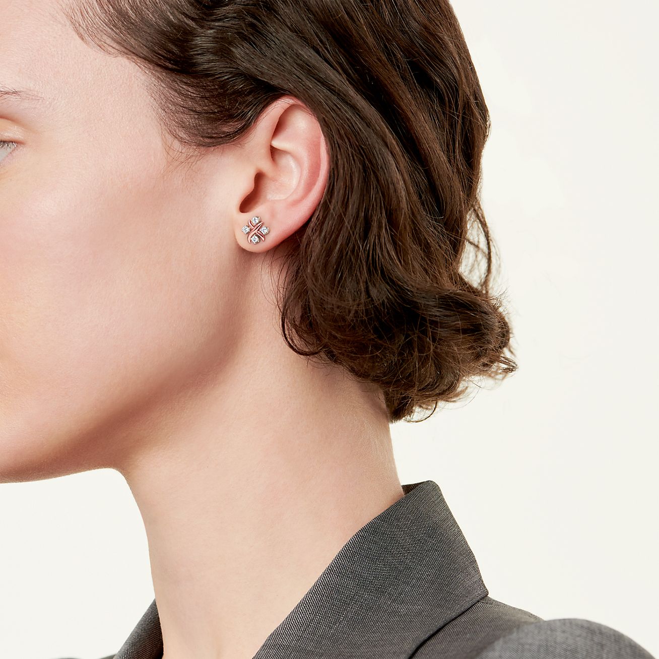 Tiffany & Co スモール ピアス_Rose Gold ティファニー ロック ピアス ダイヤモンド ローズゴールド