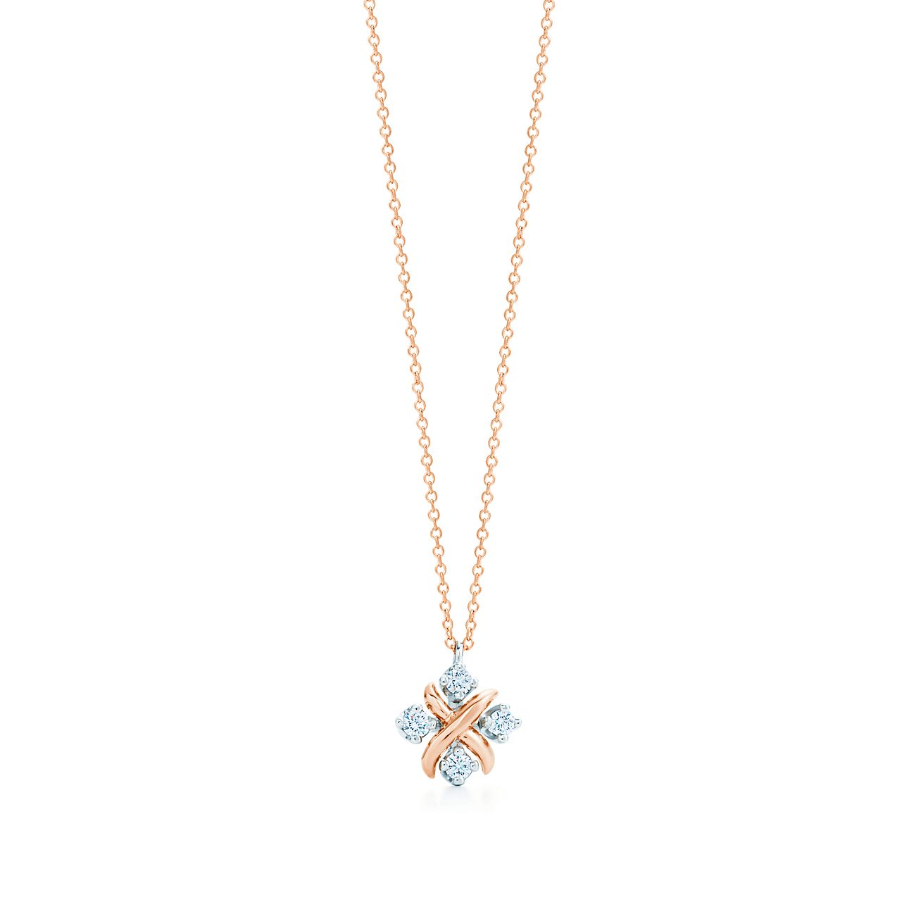 Sixteen Stone by Tiffany Pendant in Rose Gold and Platinum