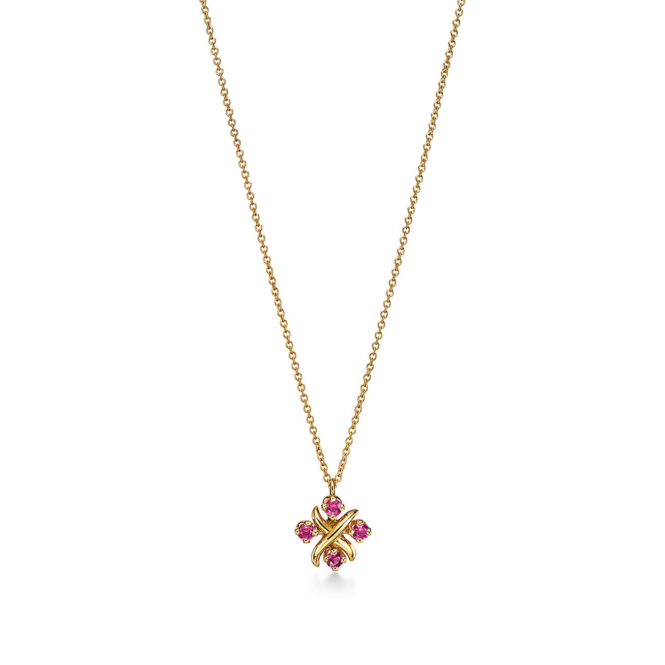 Sixteen Stone by Tiffany Pendant in Yellow Gold with Rubies