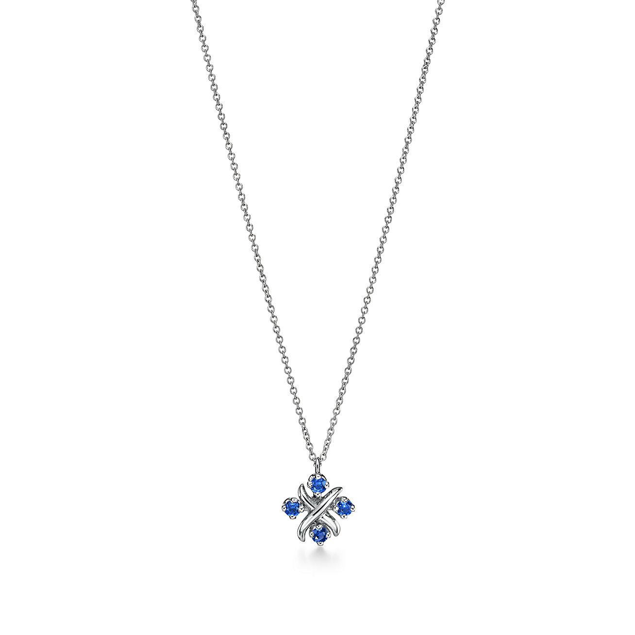 Tiffany & Co. コンパスモチーフネックレス Sixteen Stone by Tiffany Pendant in Platinum with Sapphires