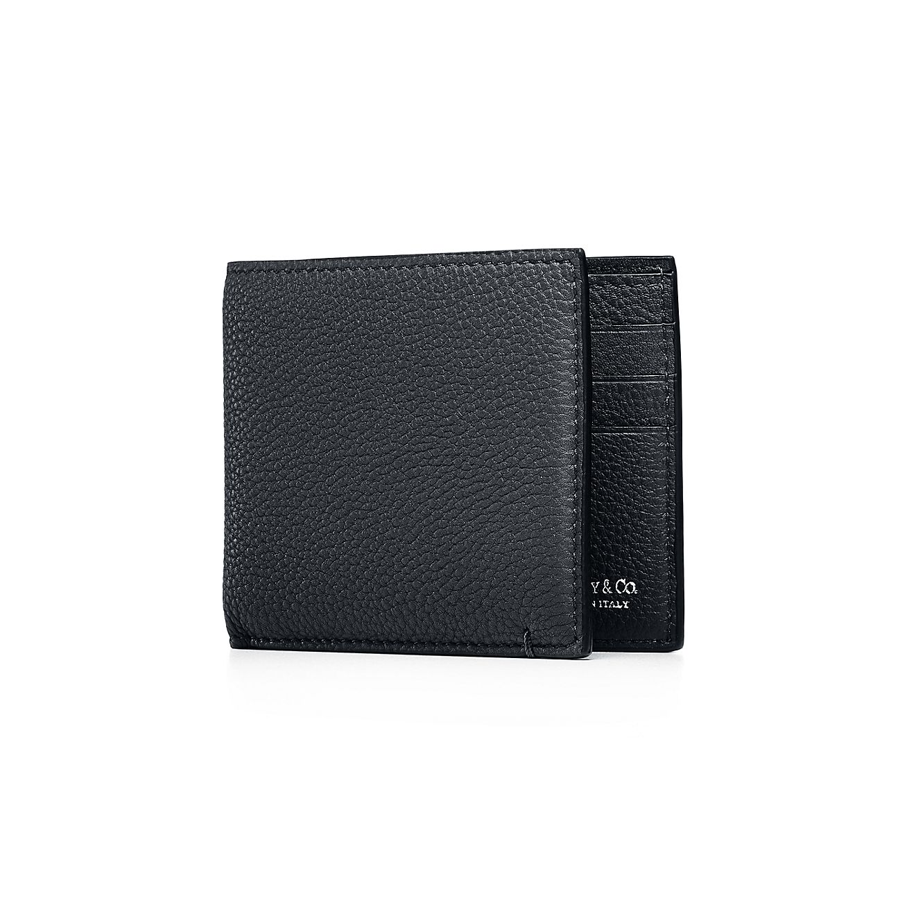 Slim bifold wallet in black grain 