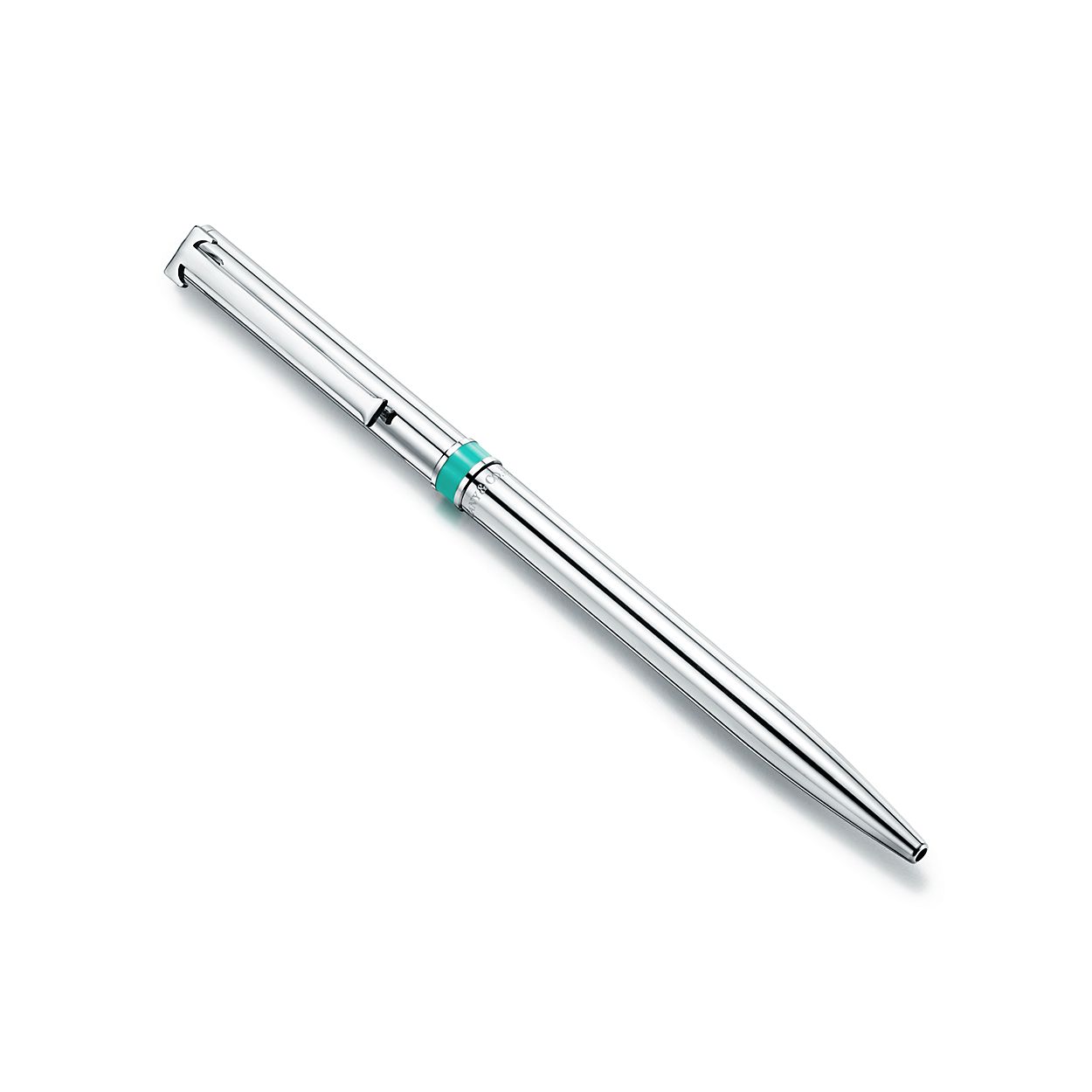 T クリップ ボールペン スターリングシルバー ブルー アクセント バンド Tiffany Co T クリップ ボールペン スターリングシルバー ブルー アクセント バンド Tiffany Co