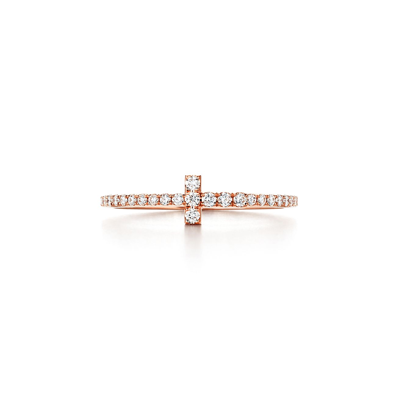 ティファニー T ダイヤモンド ワイヤー バンドリング 18K ローズゴールド | Tiffany & Co.