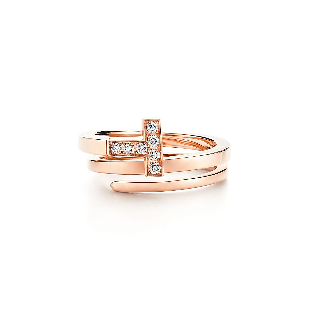 ティファニー T ダイヤモンド スクエア ラップ リング 18k ローズゴールド Tiffany Co