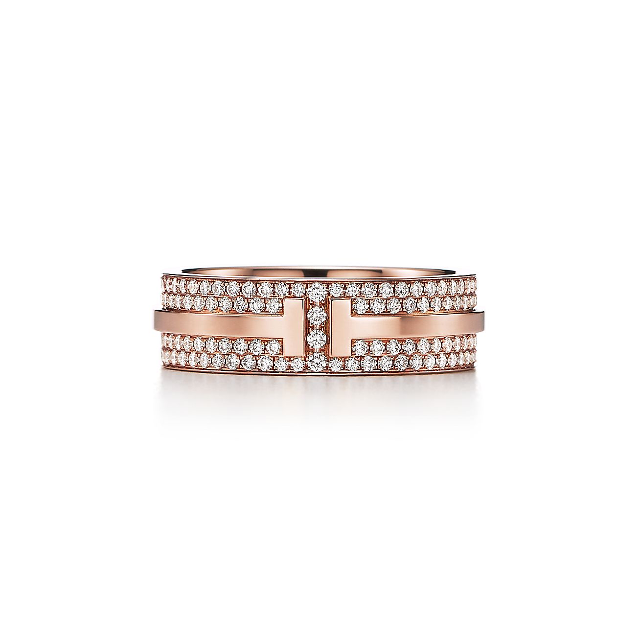 ティファニー T ワイド パヴェ ダイヤモンド リング 18K ローズ 