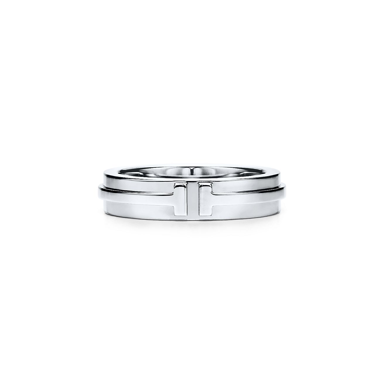 ティファニー T ナロー リング 18K ホワイトゴールド 幅 4.5MM | Tiffany & Co.