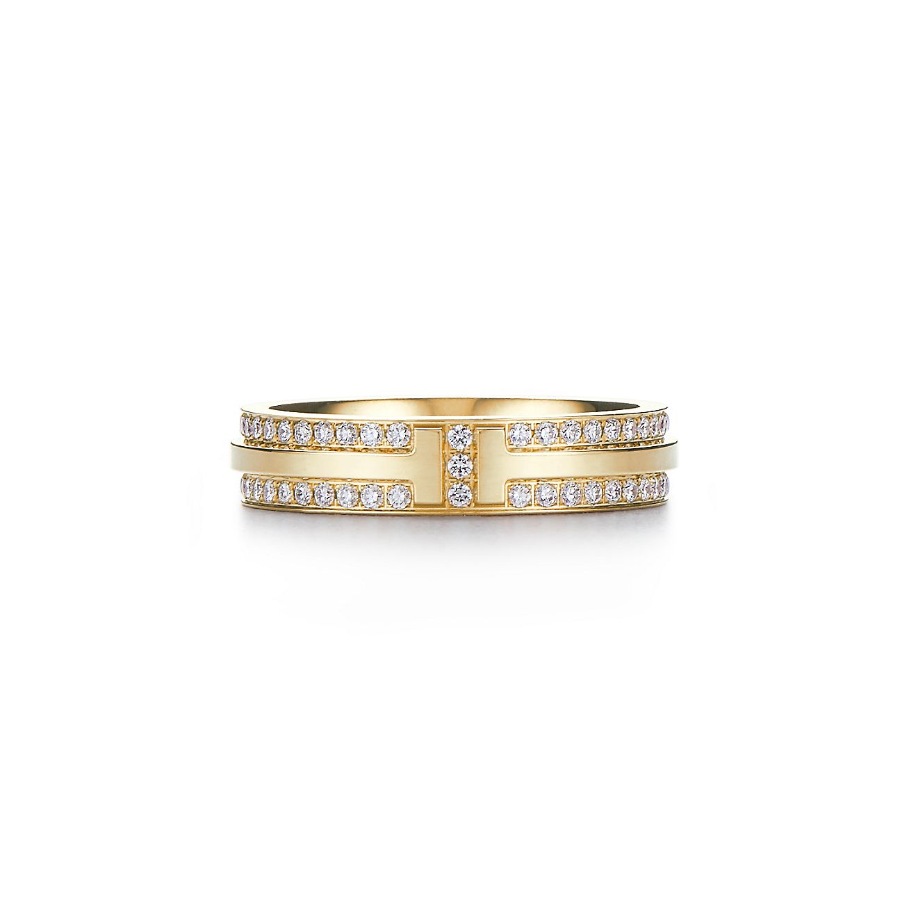 ティファニー T ナロー パヴェ ダイヤモンド リング 18K ゴールド 幅 4.5MM | Tiffany & Co.