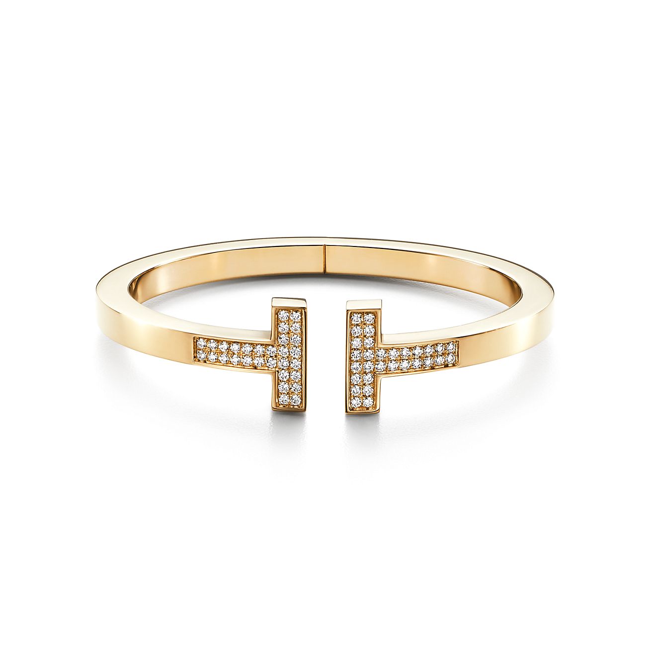 ティファニー T パヴェ ダイヤモンド スクエア ブレスレット（ミディアム）18K ゴールド | Tiffany & Co.