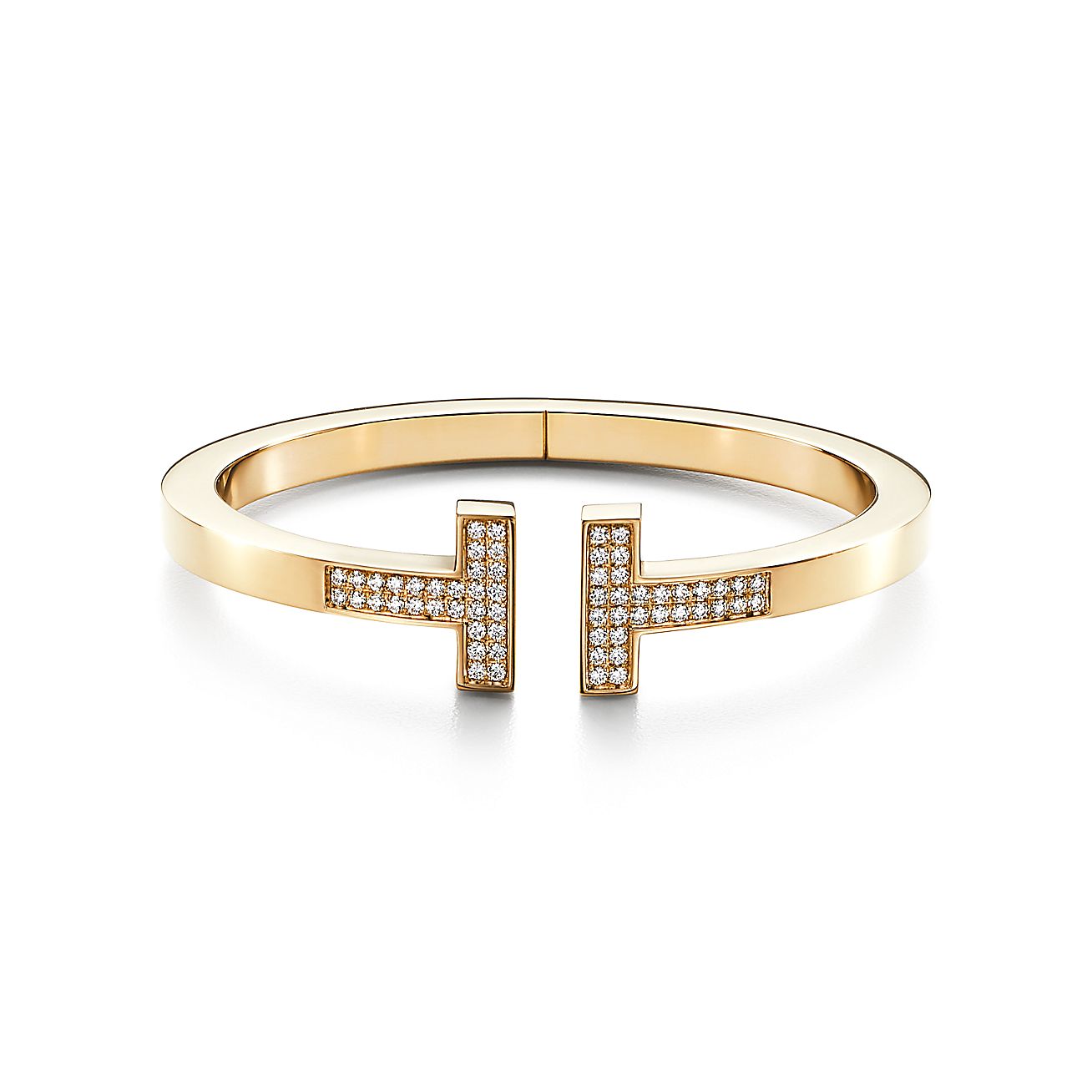 ティファニー T パヴェ ダイヤモンド スクエア ブレスレット（ミディアム）18K ゴールド | Tiffany & Co.