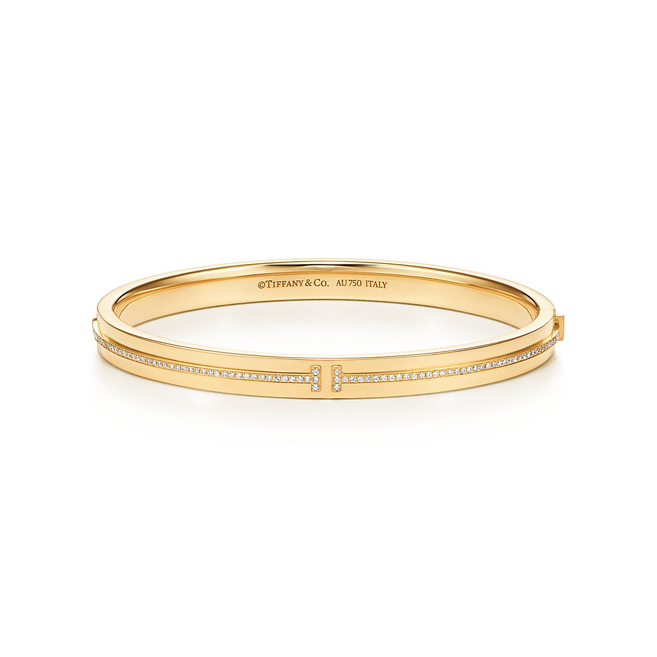 ティファニー T ダイヤモンド ヒンジ バングル ミディアム 18k ゴールド Tiffany Co