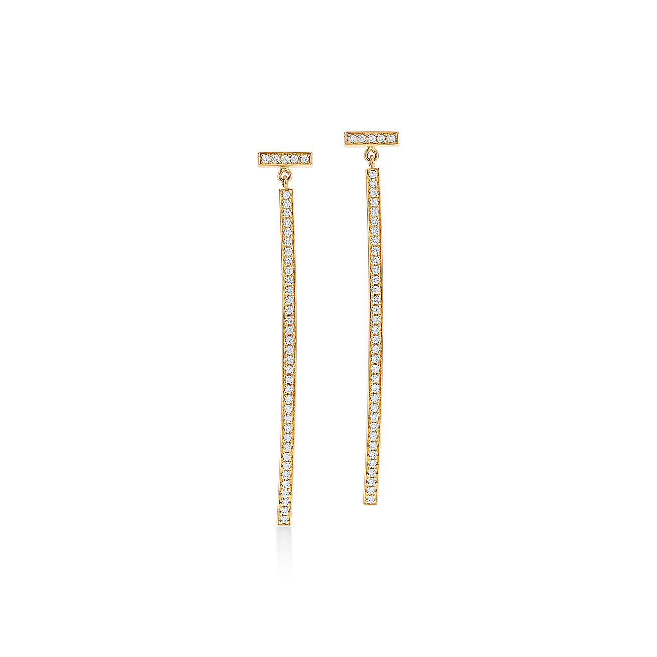 ティファニー T ダイヤモンド バー ピアス 18K ゴールド。 | Tiffany & Co