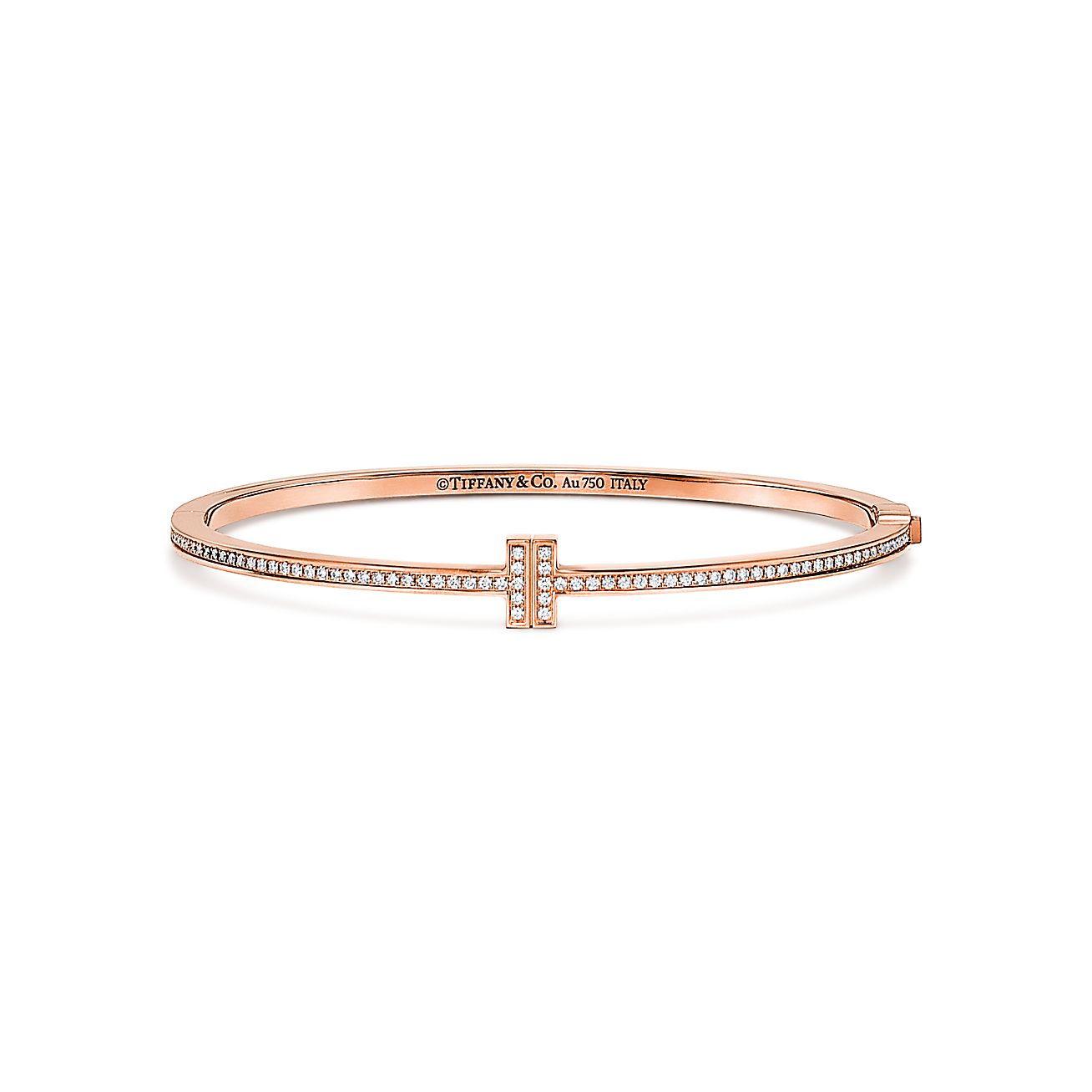 ティファニー T ダイヤモンド ヒンジ ワイヤー バングル（ミディアム）18K ローズゴールド | Tiffany & Co.