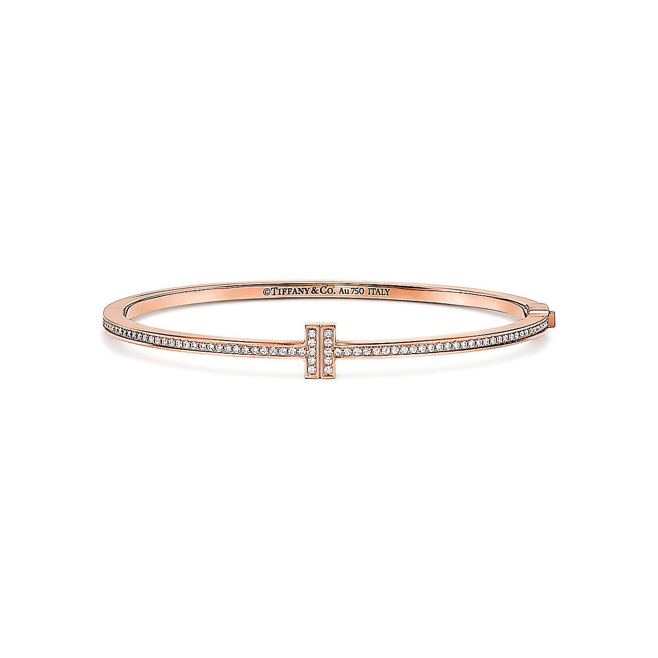 ティファニー T ダイヤモンド ヒンジ ワイヤー バングル ミディアム 18k ローズゴールド Tiffany Co