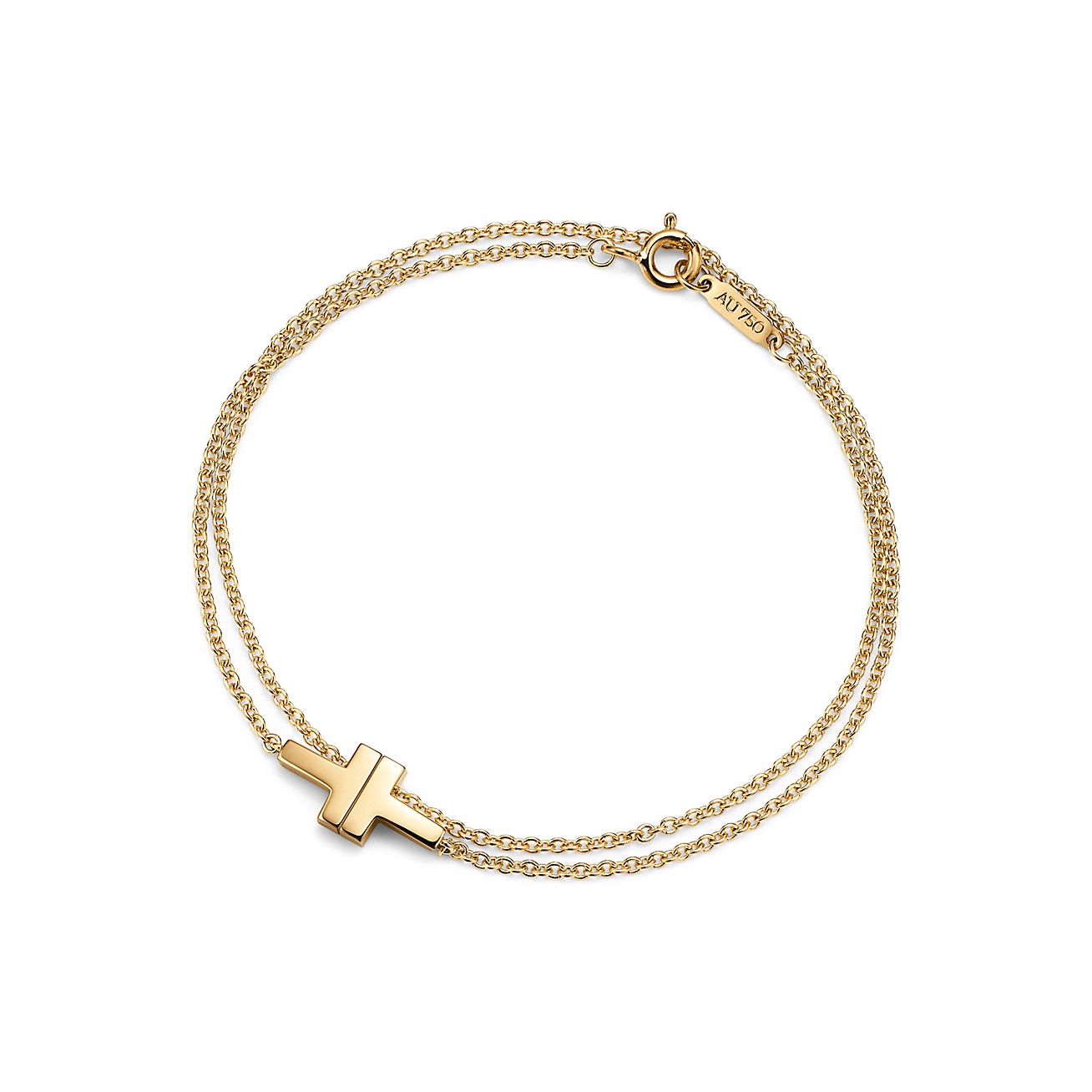ティファニー T ダブル チェーン ブレスレット ミディアム 18k ゴールド Tiffany Co