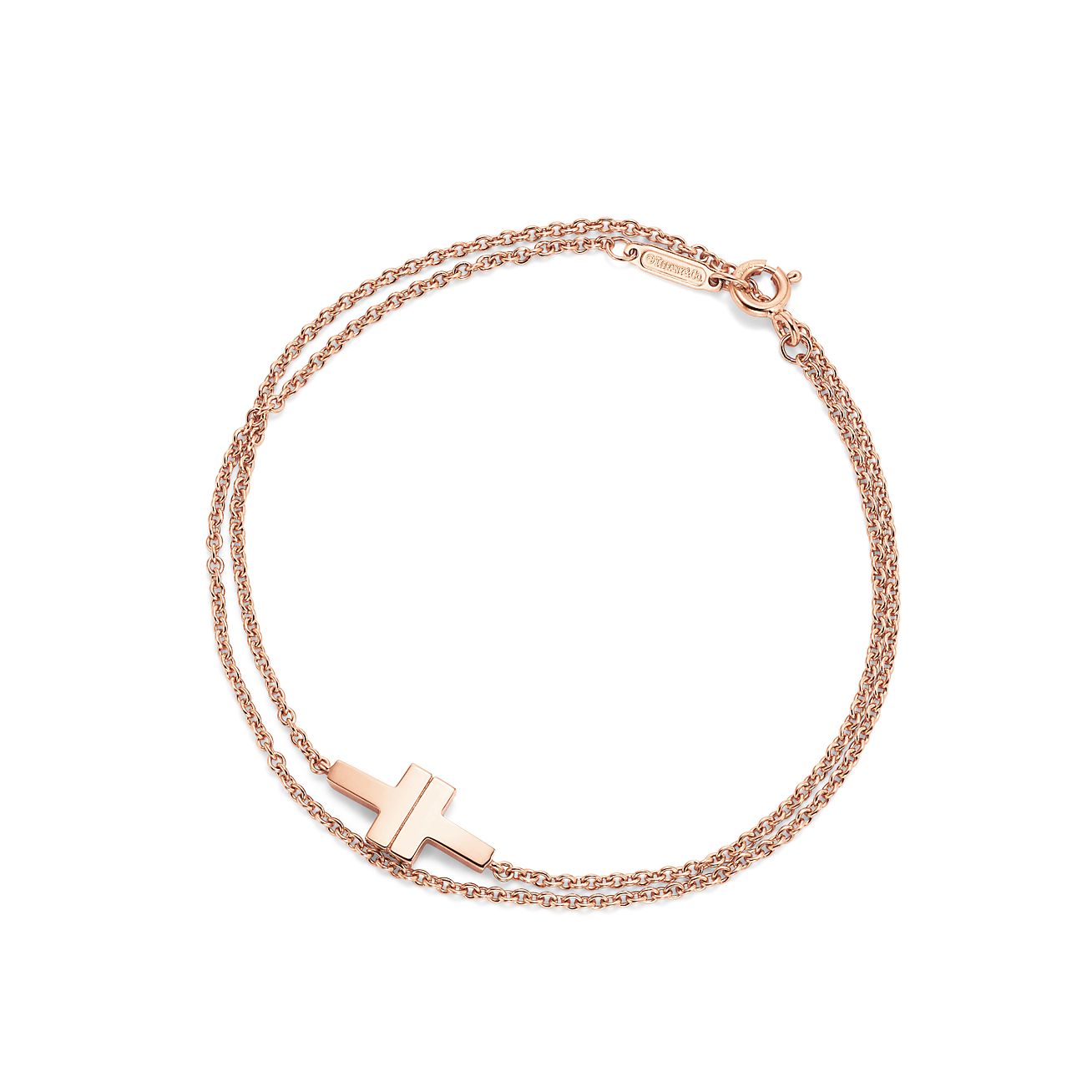 ティファニー T ダブル チェーン ブレスレット ラージ 18k ローズゴールド Tiffany Co
