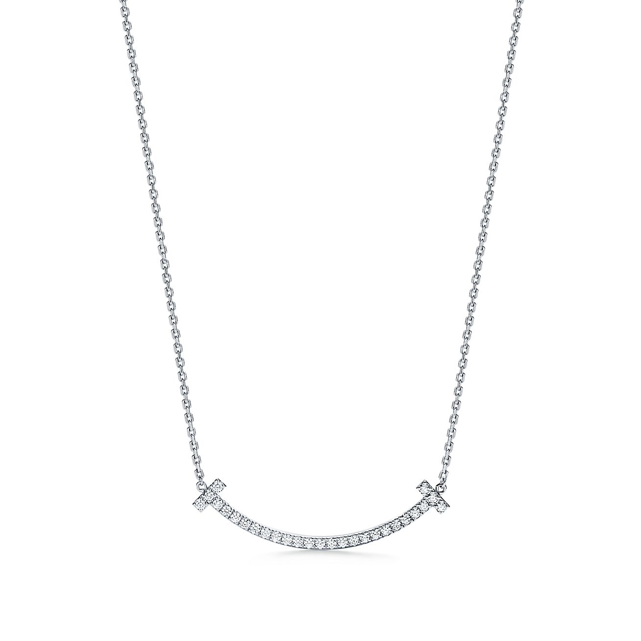 ティファニー T ミディアム スマイル ペンダント ダイヤモンド 18k ホワイトゴールド Tiffany Co