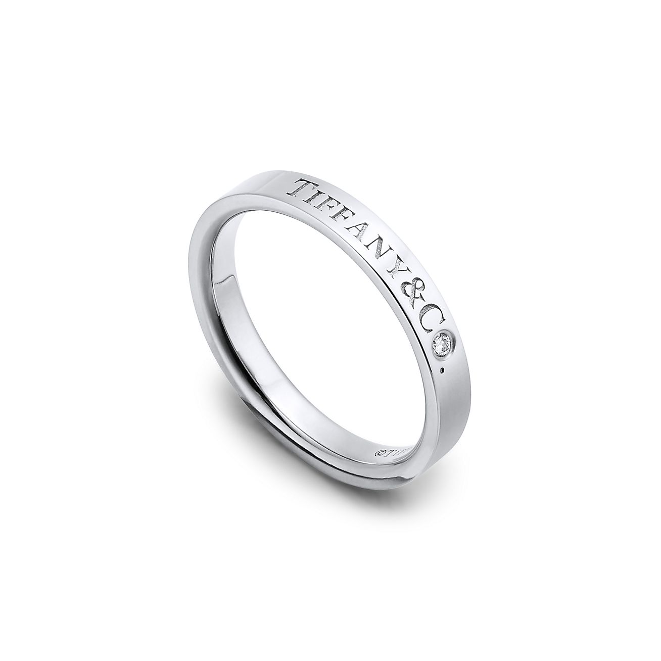 T&CO.® Band Ring in Platinum with a Diamond - Alternate shot 1