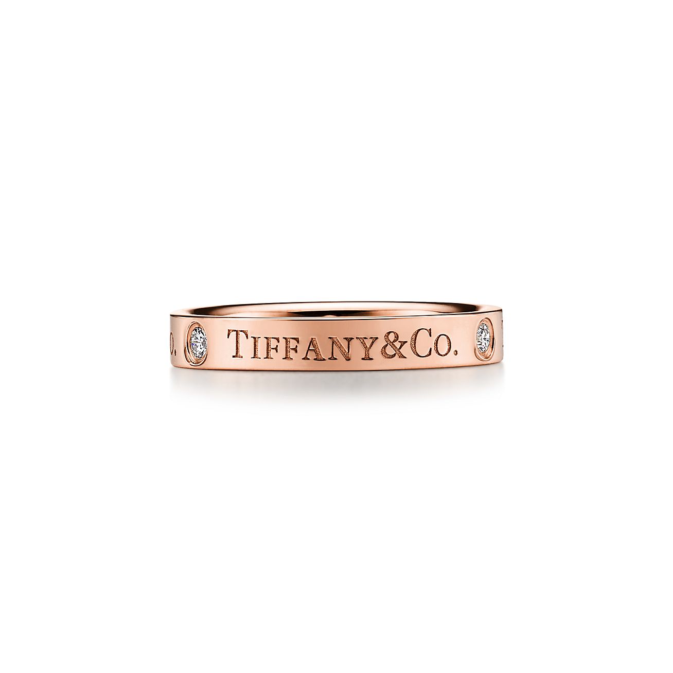 T&CO.® band ring in 18k rose gold with diamonds, 3 mm wide