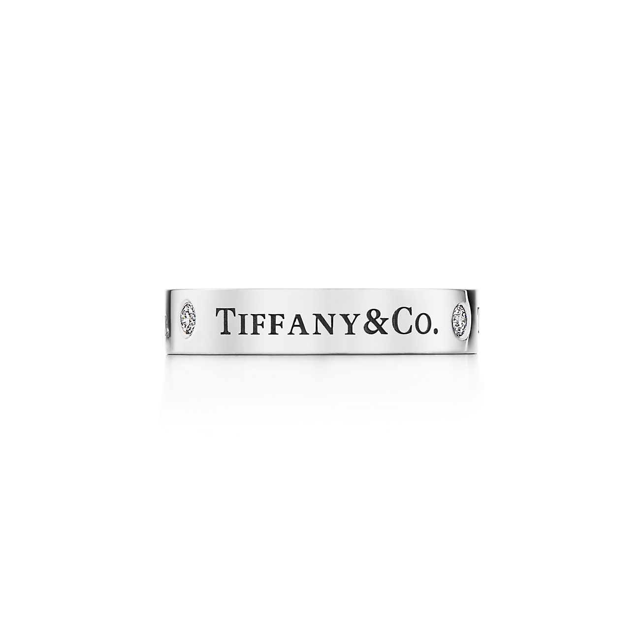 T&CO.® band ring in platinum with diamonds, 4 mm. | Tiffany & Co.