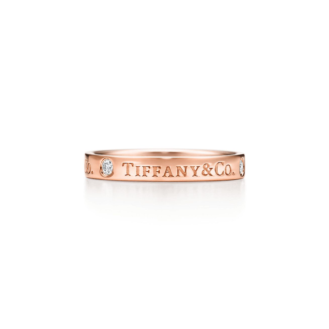 T&CO.® band ring in 18k rose gold with diamonds, 3 mm wide