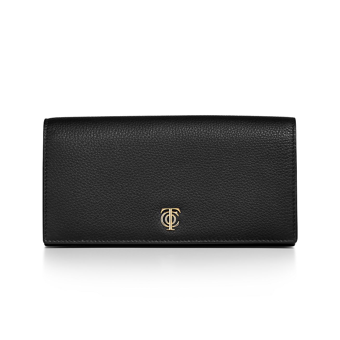 T&co. Flap Continental Wallet in Black Leather