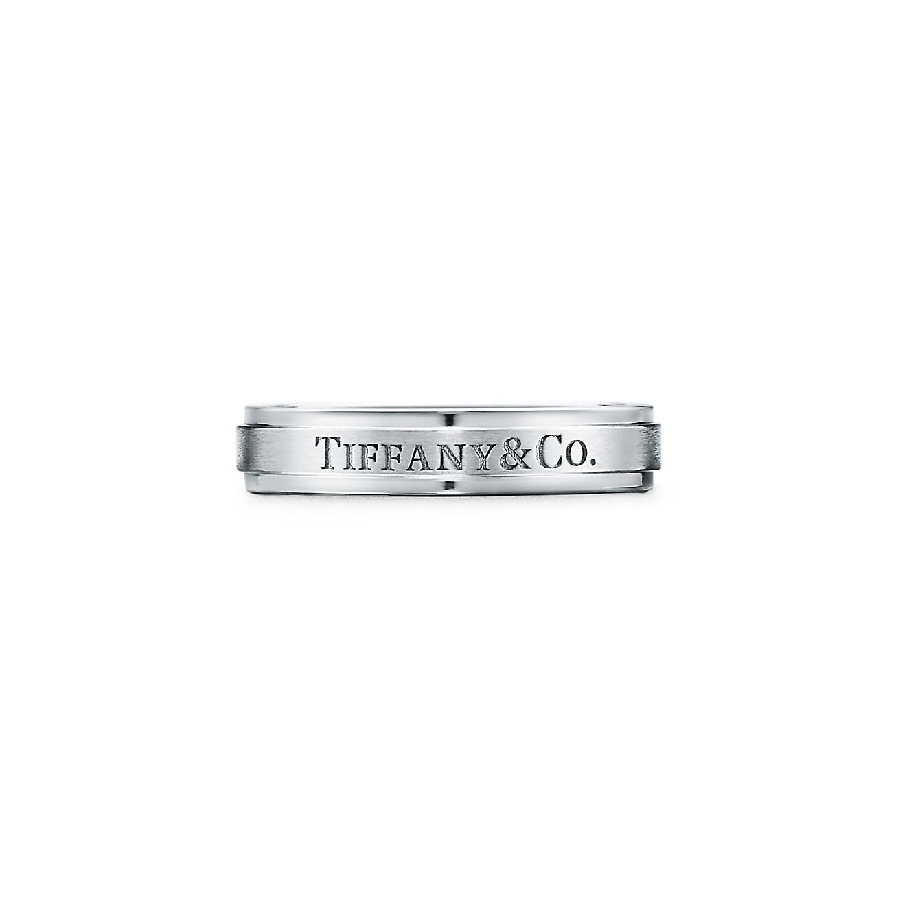 T&CO.® satin-finish band ring in platinum, 4 mm wide